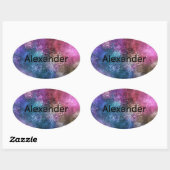 カラフル銀河系パターン 楕円形シール (シート)