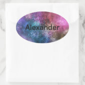 カラフル銀河系パターン 楕円形シール (バッグ)