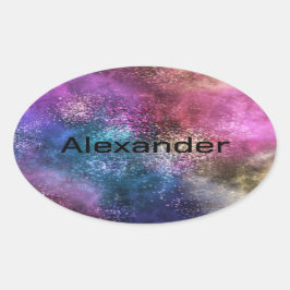 カラフル銀河系パターン 楕円形シール