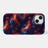 カラフル銀河系パターン iPhone 15ケース (裏面横)