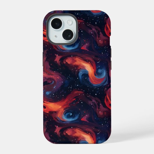 カラフル銀河系パターン iPhone 15ケース (裏面)