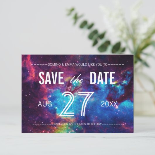 カラフル銀河系写真の保存日付 セーブザデート (スタンド正面)