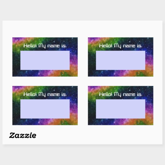 カラフル銀河系誕生日パーティー名タグのシール 長方形シール (シート)