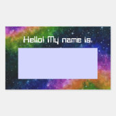 カラフル銀河系誕生日パーティー名タグのシール 長方形シール (正面)