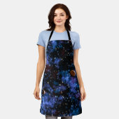 カラフル銀河系、星、惑星 エプロン (着用した状態)