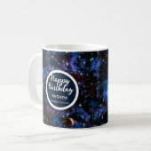 カラフル銀河系、星、惑星 コーヒーマグカップ (正面左)