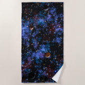 カラフル銀河系、星、惑星 ビーチタオル (正面)
