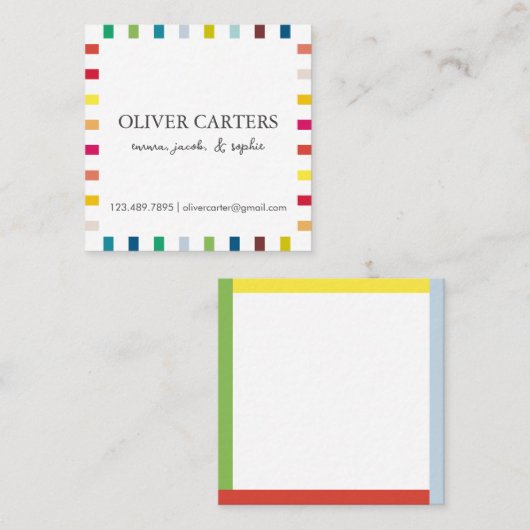 カラフル鍵ライムスクエアパーソナライズされた スクエア名刺 (正面/裏面)