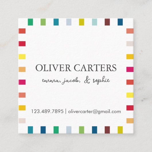 カラフル鍵ライムスクエアパーソナライズされた スクエア名刺 (正面)