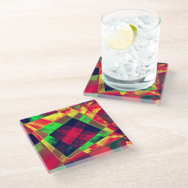 カラフル長方形 ガラスコースター