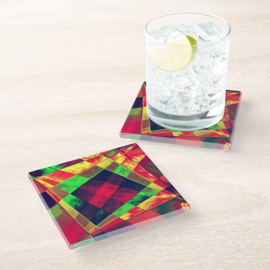 カラフル長方形 ガラスコースター (アングル)