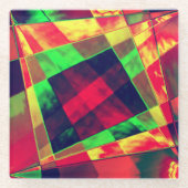 カラフル長方形 ガラスコースター (正面)