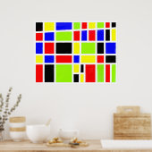 カラフル長方形（デジタル油彩画） ポスター (キッチン)