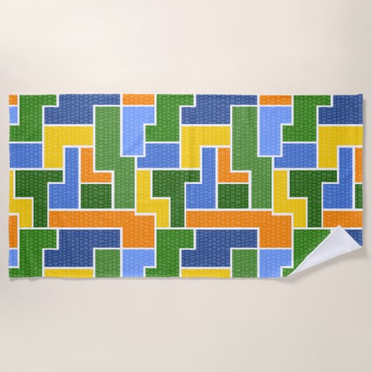 カラフル長方形 ビーチタオル (正面)