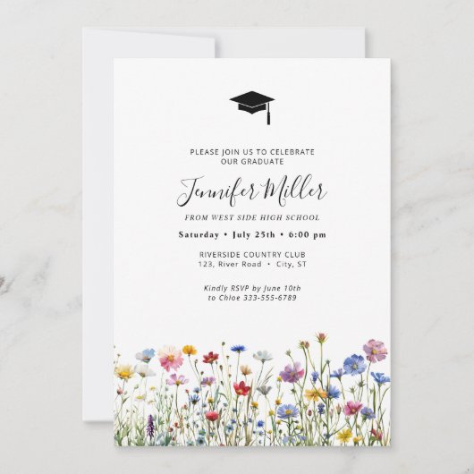 カラフル開花卒業式パーティーの写真 シーズンカード (正面)