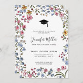 カラフル開花手描き卒業パーティー写真 シーズンカード (正面/裏面)