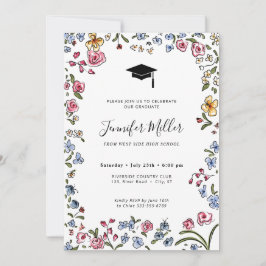 カラフル開花手描き卒業パーティー写真 シーズンカード