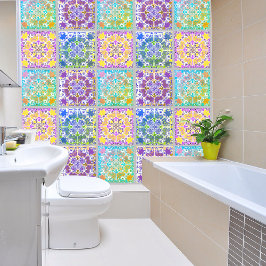 カラフル陶磁器タイル模造幾何模様 壁紙