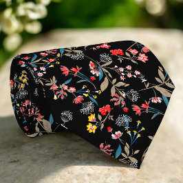 カラフル離れな花とパタ結婚ーン ネクタイ