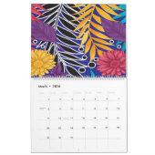 カラフル離れの花や模様 カレンダー (3月 2026)