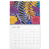 カラフル離れの花や模様 カレンダー (1月 2027)