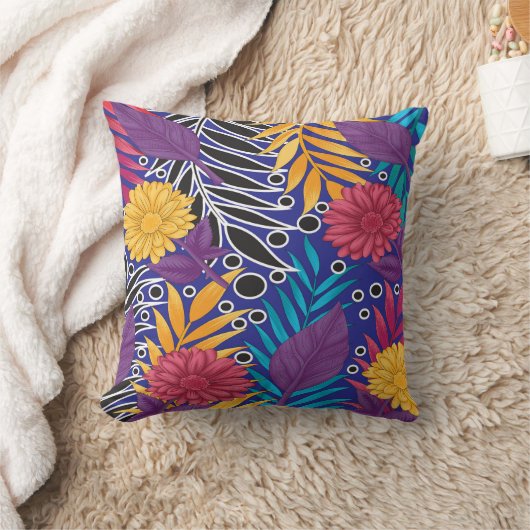 カラフル離れの花や模様 クッション (ブランケット)