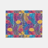 カラフル離れの花や模様 フリースブランケット (正面(横))