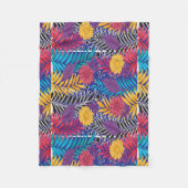 カラフル離れの花や模様 フリースブランケット (正面)