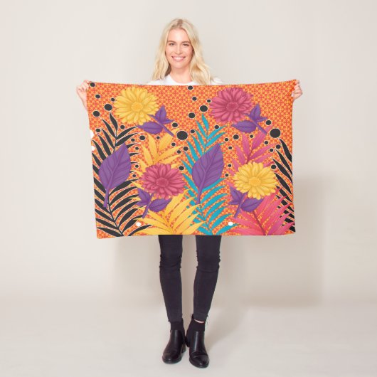 カラフル離れやの黒い背景 フリースブランケット (インサイチュ)