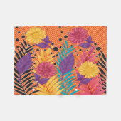 カラフル離れやの黒い背景 フリースブランケット (正面(横))