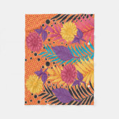 カラフル離れやの黒い背景 フリースブランケット (正面)