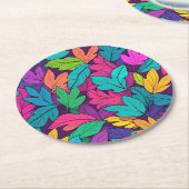 カラフル離れ鮮やか秋デザイン ラウンドペーパーコースター (アングル)