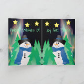 カラフル雪だるま付き星折りホリデーカード シーズンカード (内部)