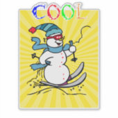 カラフル雪だるま |かわいいおもしろい雪だるま | ski シール (正面)