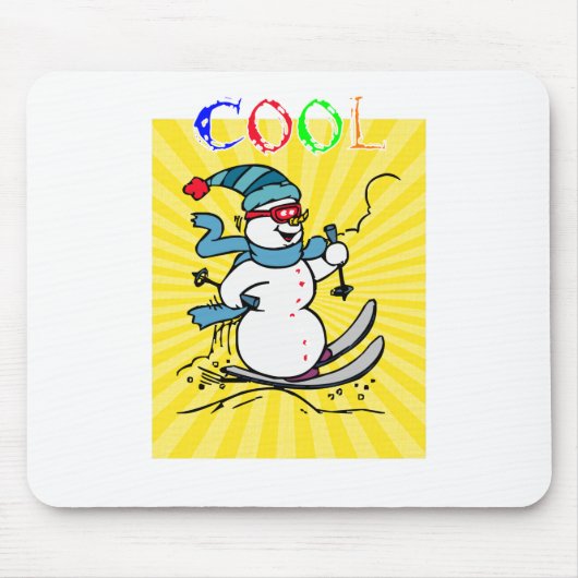 カラフル雪だるま |かわいいおもしろい雪だるま | ski マウスパッド (正面)