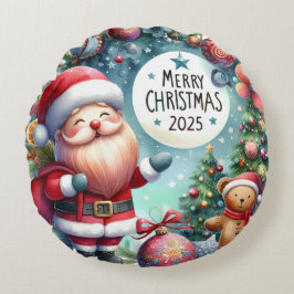 カラフル雪だるま&オーナメントクリスマスピロー ラウンドクッション