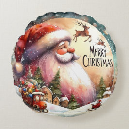 カラフル雪だるま&オーナメントクリスマスピロー ラウンドクッション