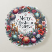 カラフル雪だるま&オーナメントクリスマスピロー ラウンドクッション (裏面)