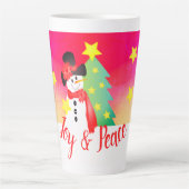 カラフル雪だるま カフェラテマグ (正面)