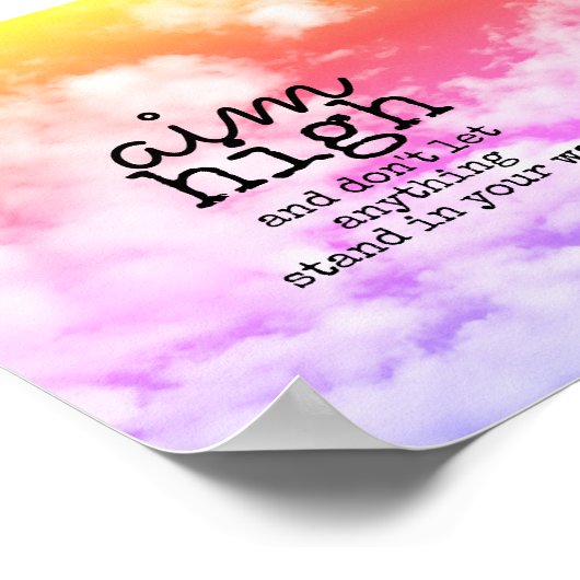 カラフル雲に高い引用文を向けるやる気を起こさせる ポスター (角)