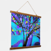 カラフル青と紫のモダンアートツリーデザイン 吊り下げ型タペストリー (傾斜あり)