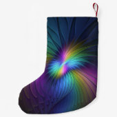 カラフル青の抽象芸術モダンフラクタル名 スモールクリスマスストッキング (裏面)