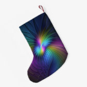 カラフル青の抽象芸術モダンフラクタル名 スモールクリスマスストッキング (裏面 (吊り時))