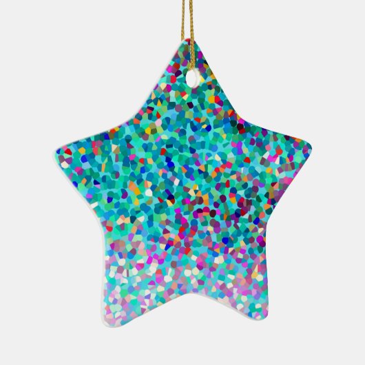 カラフル青数々の色抽象芸術絵柄 セラミックオーナメント (右)