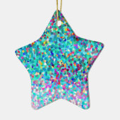 カラフル青数々の色抽象芸術絵柄 セラミックオーナメント (左)