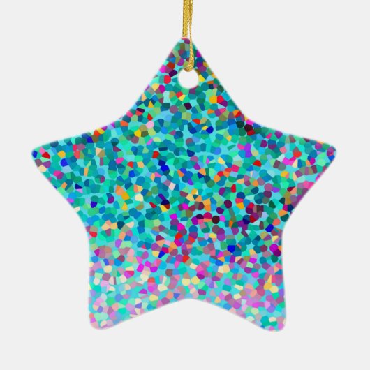 カラフル青数々の色抽象芸術絵柄 セラミックオーナメント (裏面)