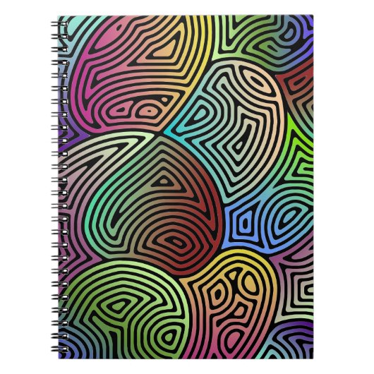 カラフル非対称抽象芸術形状 ノートブック (正面)