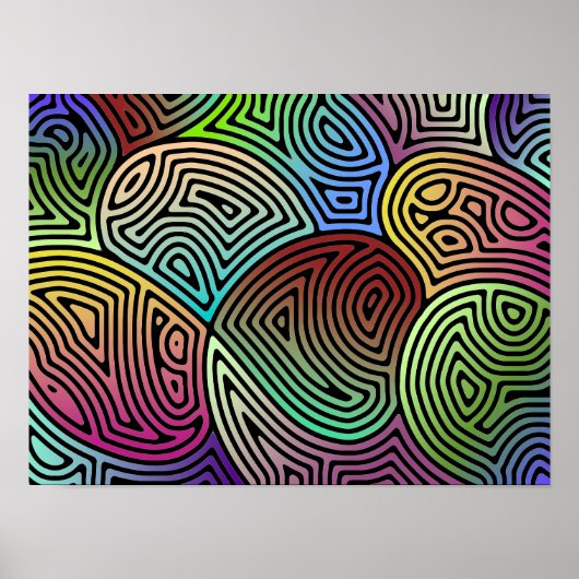 カラフル非対称抽象芸術形状 ポスター (正面)