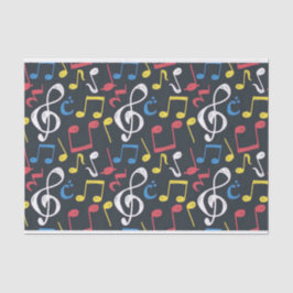 カラフル音符パターンミュージシャンミュージカル 薄葉紙