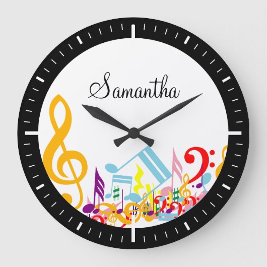 カラフル音符 ラージ壁時計 (正面)